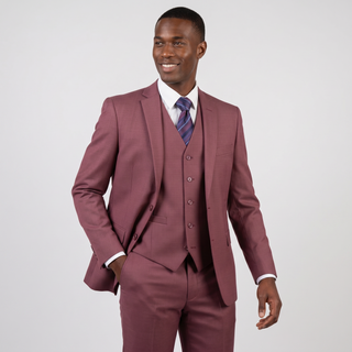 Joseph Michael Men's Rose 3-Piece Slim Fit Vested Sharkskin Suit — Notch Lapel
