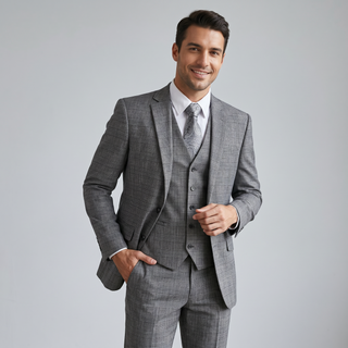 Royal Luxe Roma Men's Grey 2-Piece Slim Fit Suit — Notch Lapel