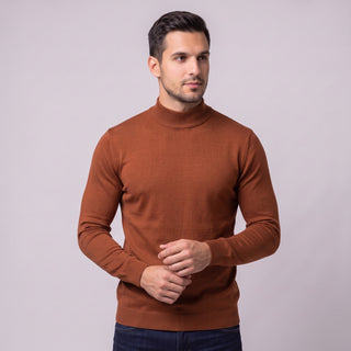 Joseph Michael Traditional Fit Mockneck Sweater - Rust