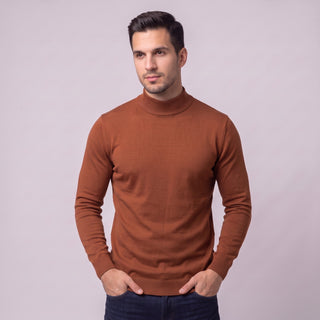 Rust Traditional Fit Mockneck Sweater