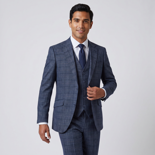 Joseph Michael Piazo Men's Sapphire Modern Fit 3-Piece Plaid Suit