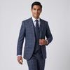 Joseph Michael Piazo Men's Sapphire Modern Fit 3-Piece Plaid Suit