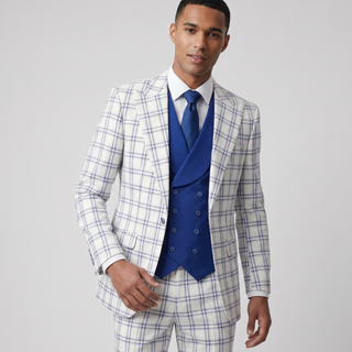 Pino Baldini Sergio Men's White 3-Piece Plaid Suit
