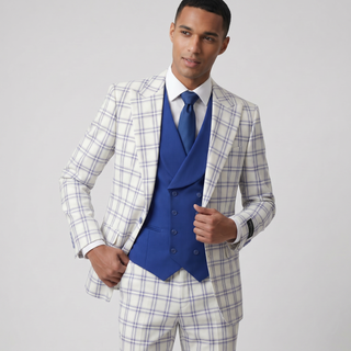 Pino Baldini Sergio Men's White 3-Piece Plaid Suit