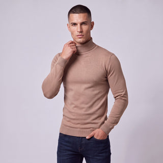 Joseph Michael Men's Camel Slim Fit Turtleneck Sweater