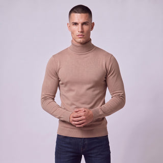 Joseph Michael Men's Camel Slim Fit Turtleneck Sweater