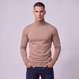 Joseph Michael Men's Camel Slim Fit Turtleneck Sweater