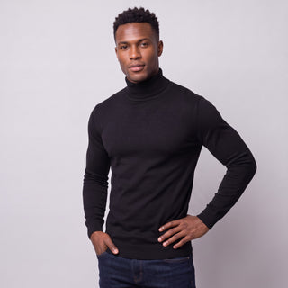 Joseph Michael Men's Black Slim Fit Turtleneck Sweater