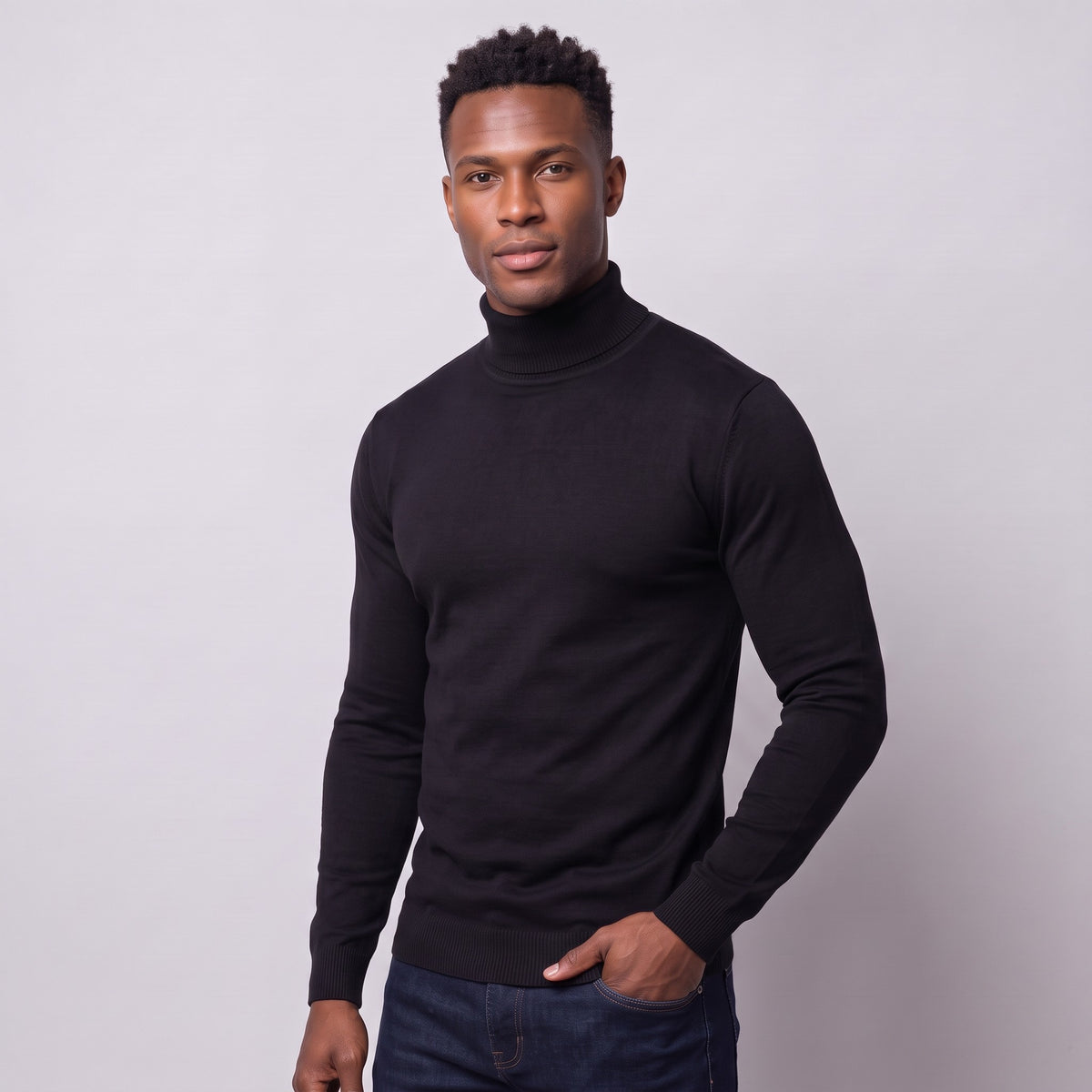 Joseph Michael Men's Black Slim Fit Turtleneck Sweater