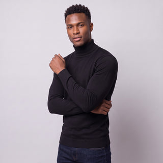 Joseph Michael Men's Black Slim Fit Turtleneck Sweater