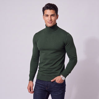 Joseph Michael Men's Emerald Green Slim Fit Turtleneck Sweater