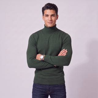 Joseph Michael Men's Emerald Green Slim Fit Turtleneck Sweater