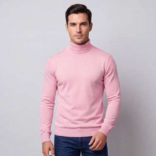 Joseph Michael Men's Pink Slim Fit Turtleneck Sweater