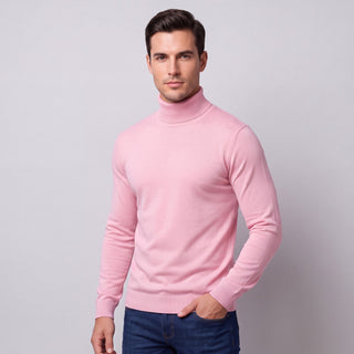 Joseph Michael Men's Pink Slim Fit Turtleneck Sweater