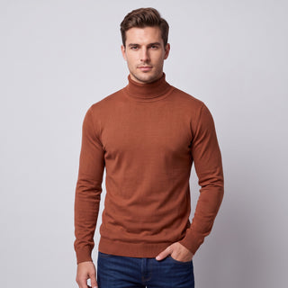 Joseph Michael Men's Rust Slim Fit Turtleneck Sweater