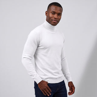Joseph Michael Men's White Slim Fit Turtleneck Sweater
