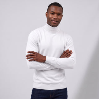 Joseph Michael Men's White Slim Fit Turtleneck Sweater