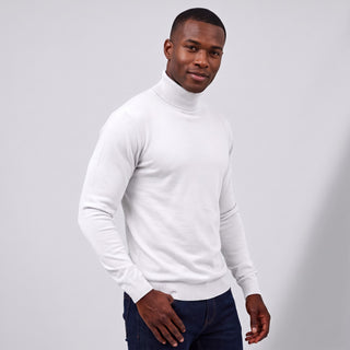 Joseph Michael Men's White Slim Fit Turtleneck Sweater