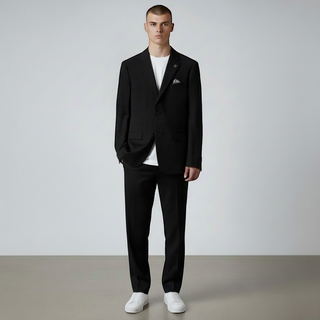 Stacy Adams 2 Button Notch Lapel Black Suit Sm282-01 - Back View
