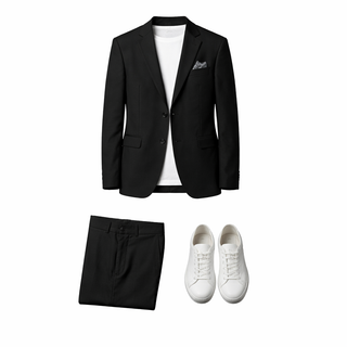 Stacy Adams 2 Button Notch Lapel Black Suit Sm282-01 - Side View