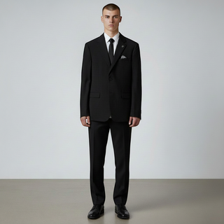 Stacy Adams 2 Button Notch Lapel Black Suit Sm282-01 - Close Up