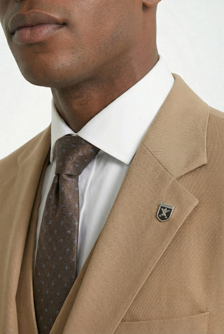 Stacy Adams 2 Button Notch Lapel Tan Suit Sm282-07 - Back View