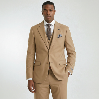 Stacy Adams 2 Button Notch Lapel Tan Suit Sm282-07 - Side View