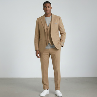 Stacy Adams 2 Button Notch Lapel Tan Suit Sm282-07 - Detail View