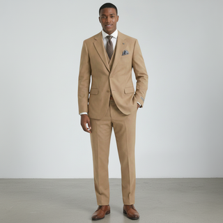 Stacy Adams 2 Button Notch Lapel Tan Suit Sm282-07 - Close Up