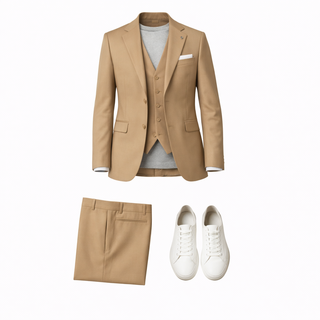 Stacy Adams 2 Button Notch Lapel Tan Suit Sm282-07 - Vest View