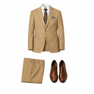 Stacy Adams 2 Button Notch Lapel Tan Suit Sm282-07 - Trouser View