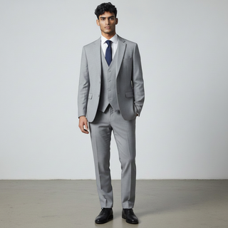 Stacy Adams 2 Button Notch Lapel Grey Suit Sm282-09 - Back View
