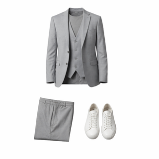 Stacy Adams 2 Button Notch Lapel Grey Suit Sm282-09 - Close Up