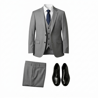 Stacy Adams 2 Button Notch Lapel Grey Suit Sm282-09 - Detail View
