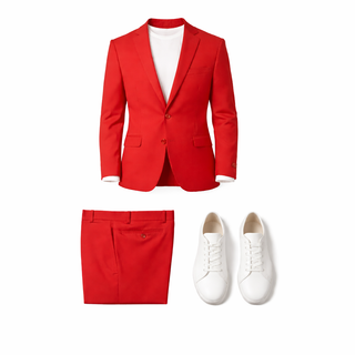 Joseph Michael 4-Way Stretch Knit Suit Red - Close Up