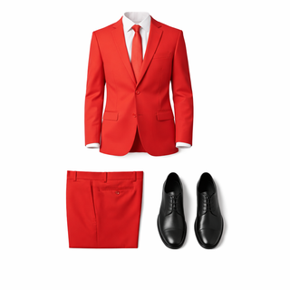 Joseph Michael 4-Way Stretch Knit Suit Red - Back View