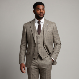 Stacy Adams Men's Taupe 2-Piece Modern Fit Suit — Notch Lapel