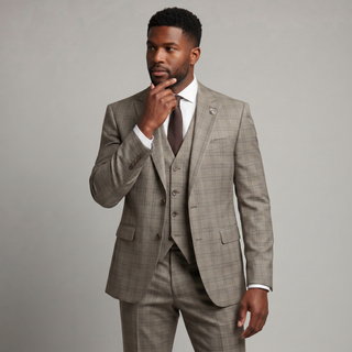 Stacy Adams Men's Taupe 2-Piece Modern Fit Suit — Notch Lapel