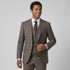 Joseph Michael Piazo Men's Tan Modern Fit 3-Piece Plaid Suit