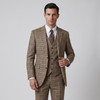 Joseph Michael Modena Men's Tan Modern Fit 3-Piece Plaid Suit