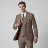 Joseph Michael Modena Men's Tan Modern Fit 3-Piece Plaid Suit