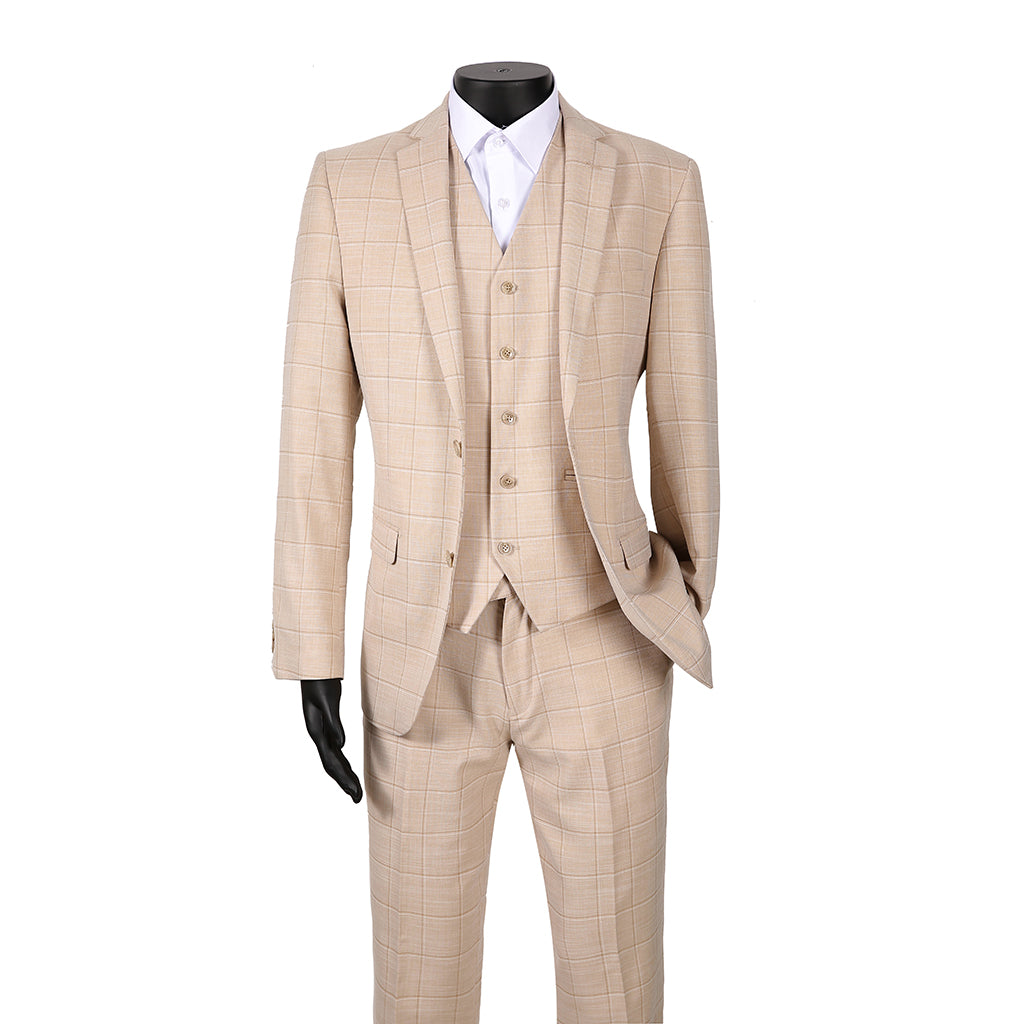 2Bvf100-2106-60 Plaid Pino Baldini Vested Plaid Slim Fit Suits