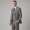 Joseph Michael Puglia Men's Taupe Modern Fit 3-Piece Plaid Suit