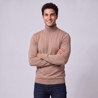 Camel Traditional Fit Turtleneck Sweater