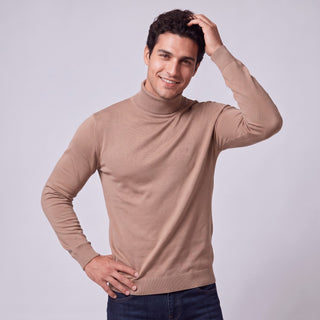 Camel Traditional Fit Turtleneck Sweater