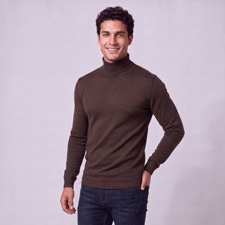 Brown Traditional Fit Turtleneck Sweater