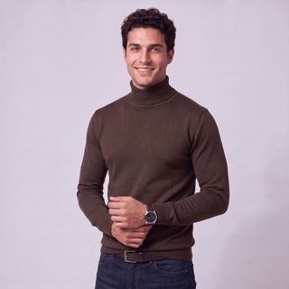 Joseph Michael Traditional Fit Turtleneck Sweater - Brown