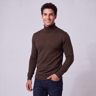 Joseph Michael Traditional Fit Turtleneck Sweater - Brown