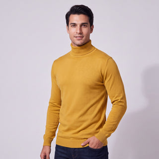 Joseph Michael Traditional Fit Turtleneck Sweater - Mustard