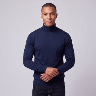 Joseph Michael Traditional Fit Turtleneck Sweater - Navy